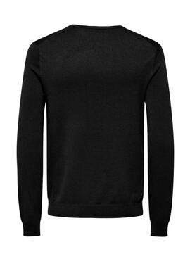 Jersey Only and Sons Wyler negro cuello pico para hombre