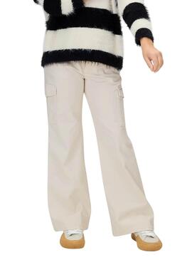 Pantalón Calvin Klein cargo acampanado beige niña