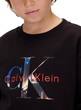 Sudadera Calvin Klein con logo photo negro niño