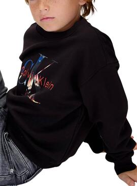 Sudadera Calvin Klein con logo photo negro niño