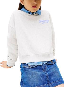 Sudadera Tommy Hilfiger Varsity logo gris niña