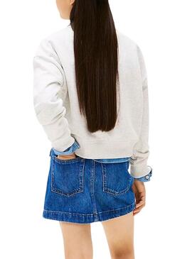 Sudadera Tommy Hilfiger Varsity logo gris niña