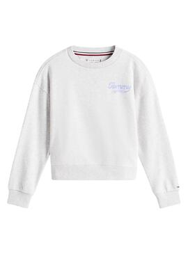Sudadera Tommy Hilfiger Varsity logo gris niña