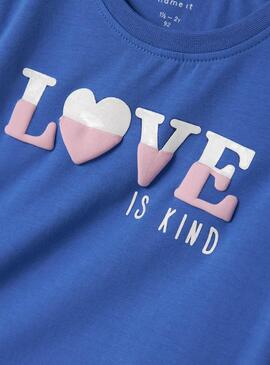 Camiseta Name It Lira azul Love para niña