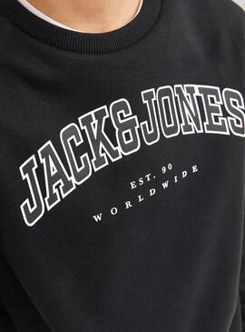 Sudadera Jack and Jones Caleb Varsity negro niño