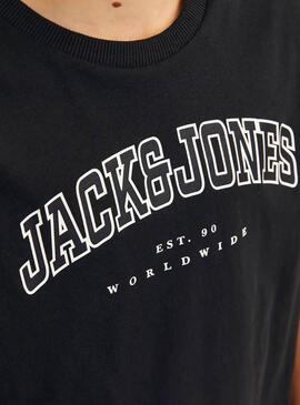 Camiseta Jack and Jones Caleb Varsity negro niño