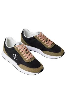 Zapatillas Calvin Klein Jeans Retro Runner negro y verde para mujer