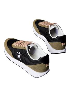 Zapatillas Calvin Klein Jeans Retro Runner negro y verde para mujer