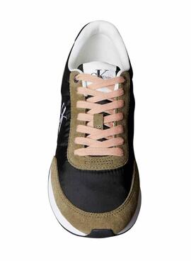 Zapatillas Calvin Klein Jeans Retro Runner negro y verde para mujer