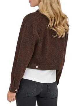 Cazadora vaquera Only Anlie animal print marrón para mujer
