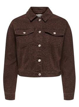 Cazadora vaquera Only Anlie animal print marrón para mujer