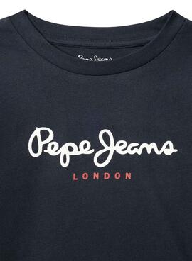 Camiseta Pepe Jeans New Herman logo marino niño