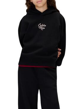 Sudadera Calvin Klein Script logo negro para niña