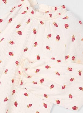 Blusa Mayoral bambula estampado fresas para niña