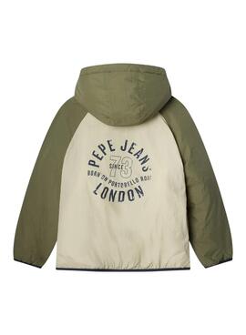 Chaqueta Pepe Jeans Noel beige y verde para niño