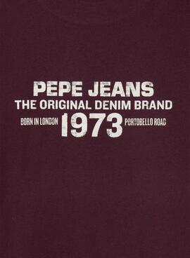 Camiseta Pepe Jeans Recco granate para niño