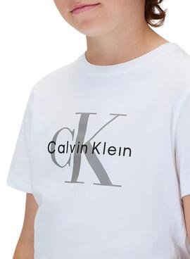Camiseta Calvin Klein Monogram blanco para niño
