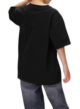 Camiseta Calvin Klein Festive logo negro para niño