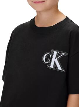 Camiseta Calvin Klein Festive logo negro para niño