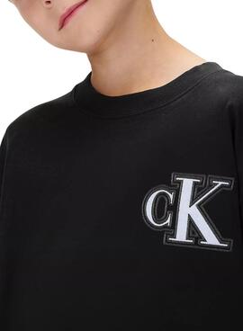 Camiseta Calvin Klein Festive logo negro para niño