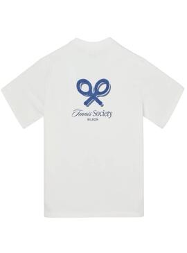 Camiseta Silbon Tennis Society blanco  para hombre