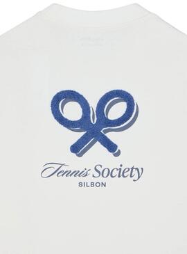 Camiseta Silbon Tennis Society blanco  para hombre