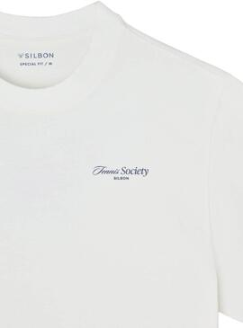 Camiseta Silbon Tennis Society blanco  para hombre