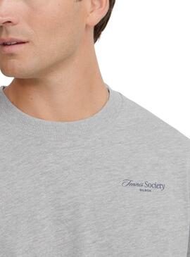 Camiseta Silbon Tennis Society gris para hombre