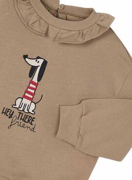Sudadera Mayoral cuello volante camel para niña