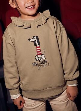 Sudadera Mayoral cuello volante camel para niña