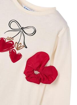 Camiseta Mayoral con coletero rojo para niña