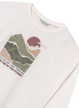 Camiseta Mayoral grafica blanca para niña