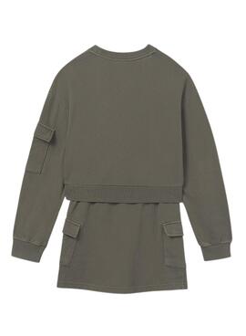 Conjunto Mayoral falda cargo y sudadera verde niña