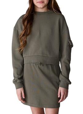 Conjunto Mayoral falda cargo y sudadera verde niña