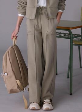 Pantalón Mayoral largo felpa wide leg verde niña