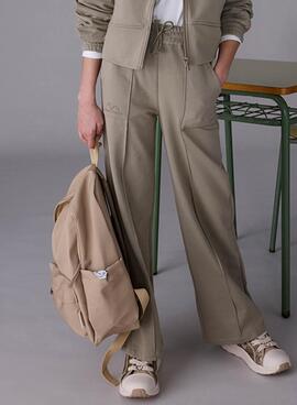 Pantalón Mayoral largo felpa wide leg verde niña