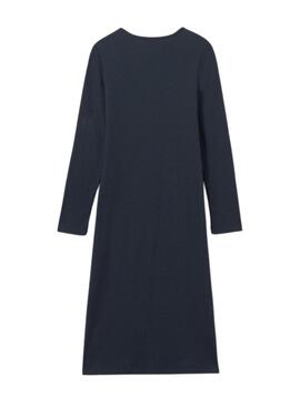 Vestido Mayoral midi canalé marino para niña