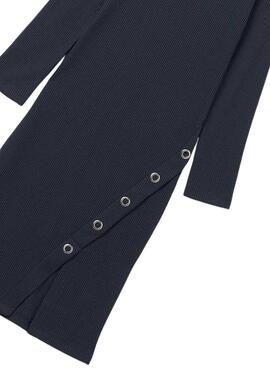 Vestido Mayoral midi canalé marino para niña