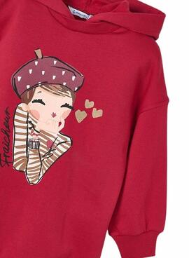 Vestido Mayoral de felpa con capucha rojo niña