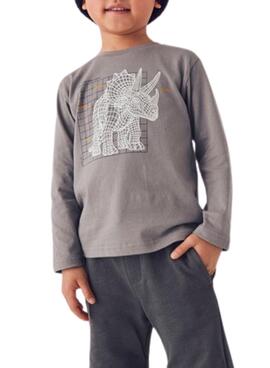 Camiseta Mayoral interactiva dinosaurio gris niño
