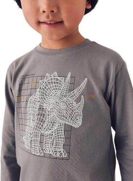 Camiseta Mayoral interactiva dinosaurio gris niño