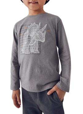 Camiseta Mayoral interactiva dinosaurio gris niño