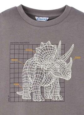 Camiseta Mayoral interactiva dinosaurio gris niño