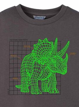 Camiseta Mayoral interactiva dinosaurio gris niño