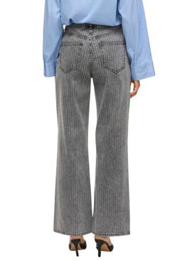 Pantalón vaquero Vila Vifreya Arie rayas gris para mujer