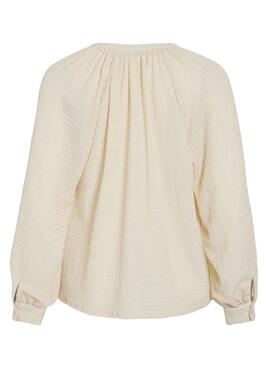 Blusa Vila Vibabera beige para mujer