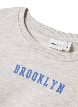 Sudadera Name It Nevea relaxed gris para niña