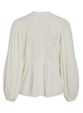 Blusa Vila Vityra encaje beige para mujer