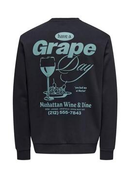 Sudadera Only and Sons Fresco negro y azul para hombre