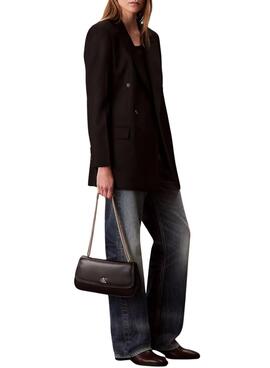 Bolso Calvin Klein Jeans cadena Ck Convertible negro para mujer